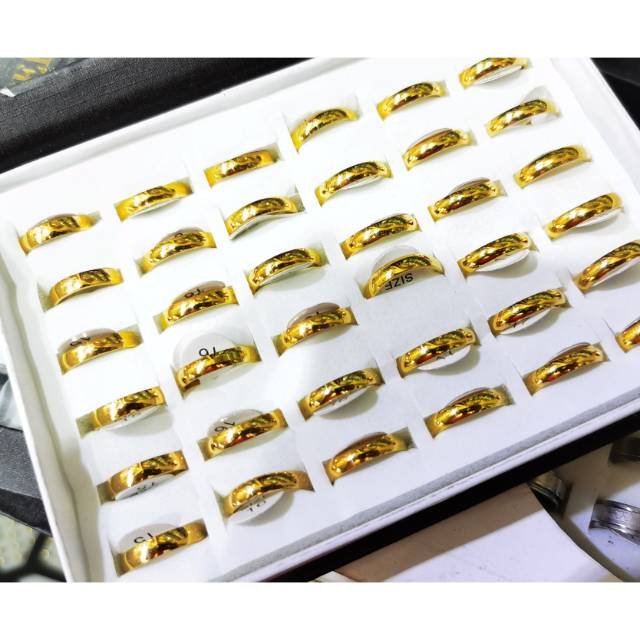 Cincin titanium isi 36 pcs warna emas