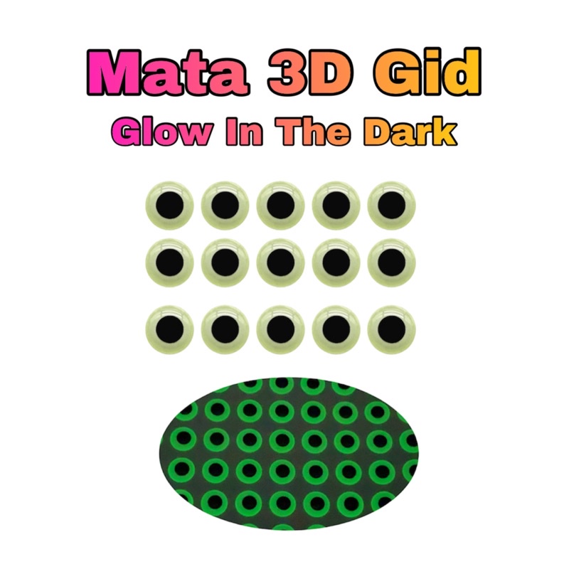 stiker mata ikan gid 3d mata ikan luminos glow in the dark 50pcs/ 25pasang