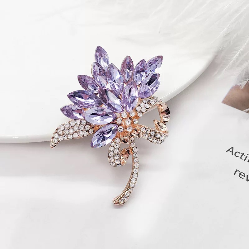 Hot Sale Korea Indah Bros Kristal Swan Bouquet Mutiara Cinta Bros High-end Opal Bunga Busur Bros Mode semua pertandingan Aksesoris-8#