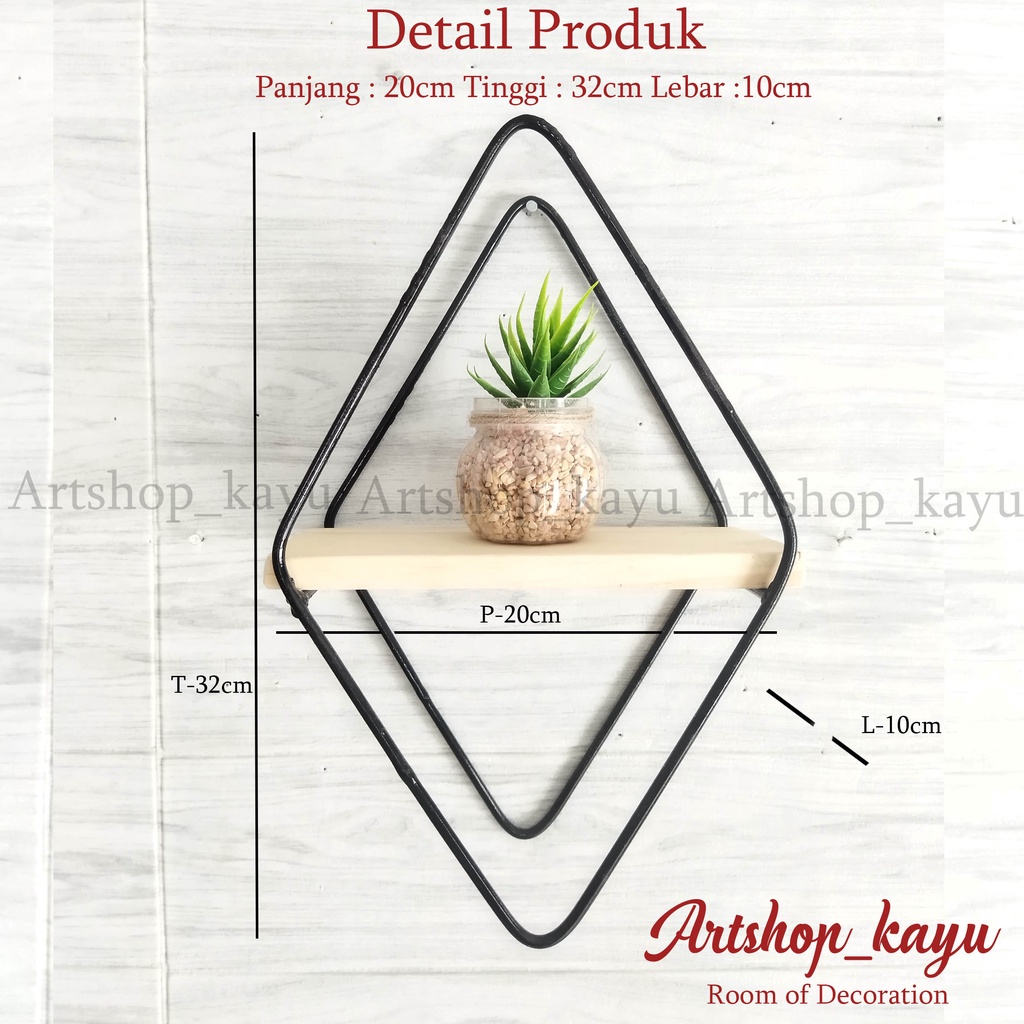 Rak Dinding Kayu besi Hiasan dinding rumah Rak dinding kamar dekorasi kamar walldecor