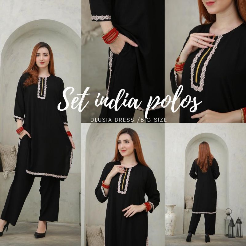 One Set Tunik India Renda Polos