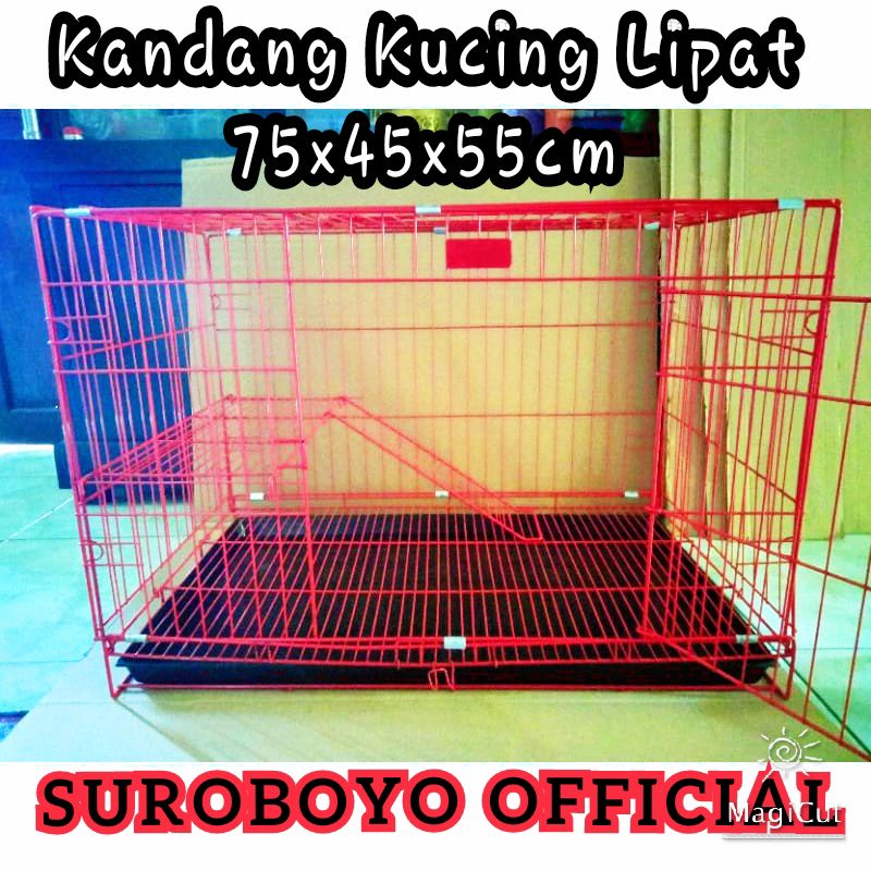 KANDANG KUCING LIPAT/KANDANG BESI LIPAT/KANDANG KUCING LIPAT MURAH 75X45X55