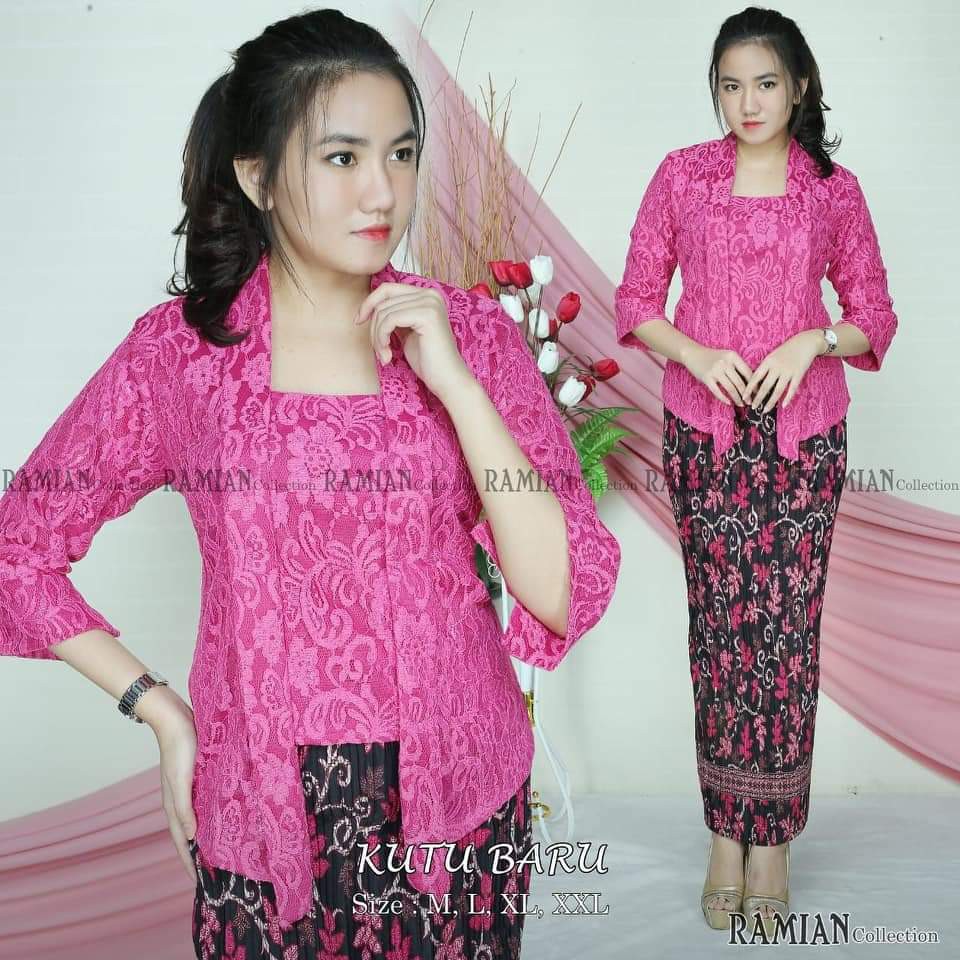 RAM&gt; Set kebaya brukat kutubaru / kutubaru brokat / kebaya modern / pakain wanita terbaru dan laris