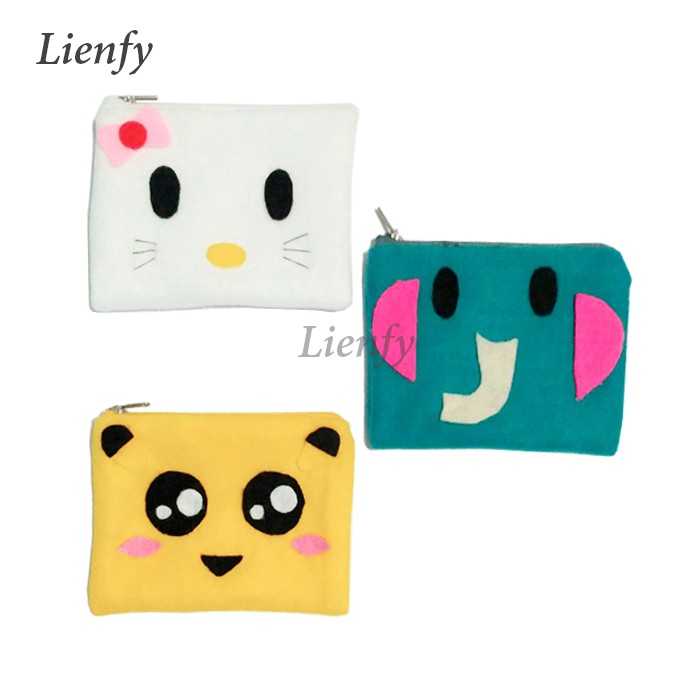 Dompet koin karakter anak / Dompet resleting / Dompet kecil kain flanel
