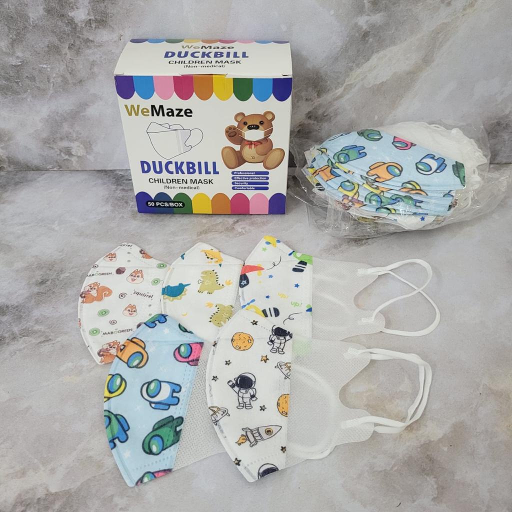 Masker Duckbill Anak 1 Box 50 Pcs Masker Duckbil Motif Premium Quality Untuk Usia 3 sampai 12 Tahun