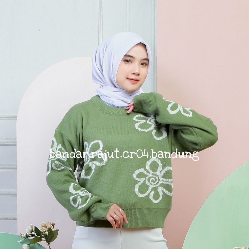 SWEATER RAJUT NANA MOTIF BUNGA BRANDED 7 GATE