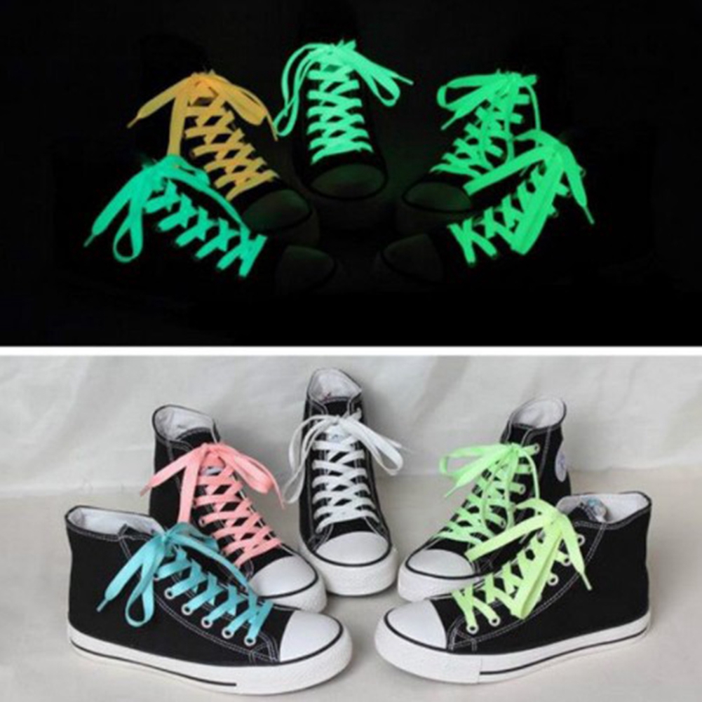 1 Pair 2 Pcs Sports Luminous Laces Glow In The Dark Color Fluorescent Lace Flat Shoes Shopee Indonesia