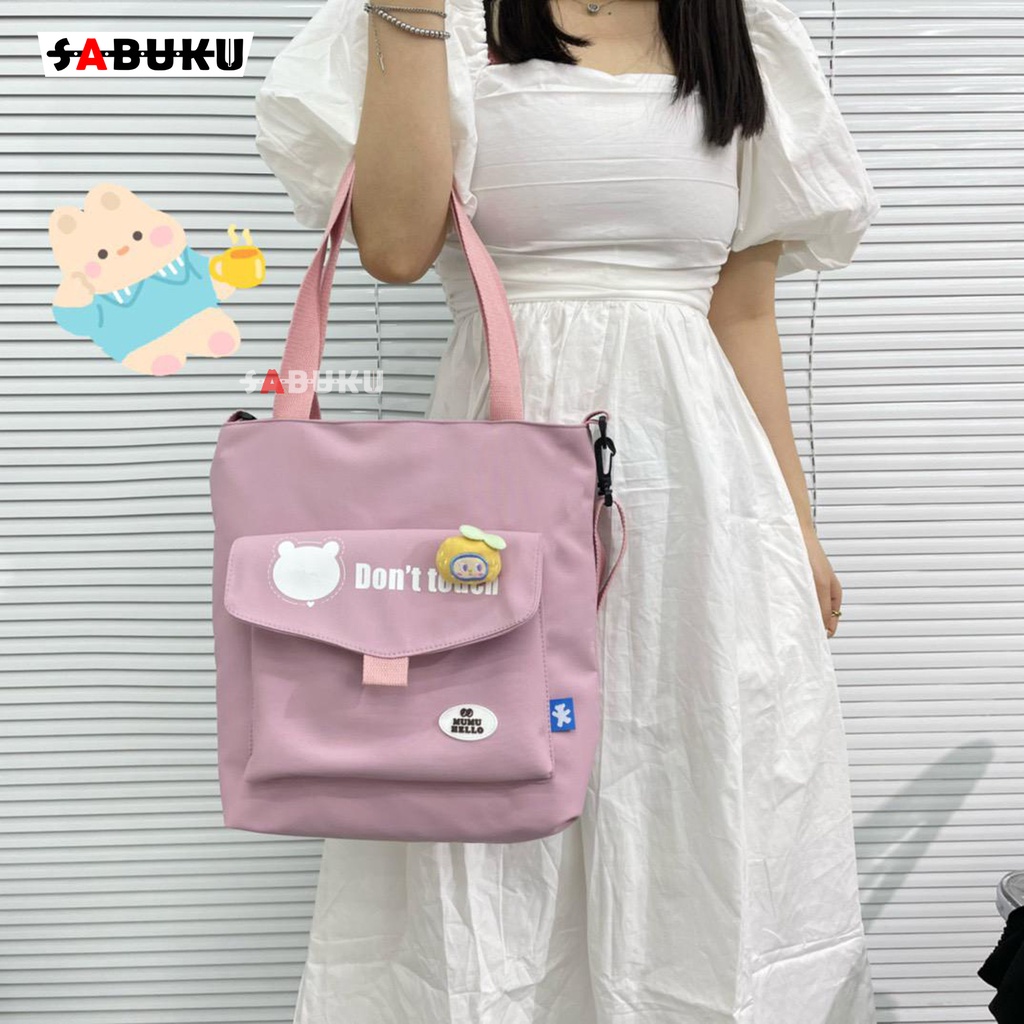 Totebag Rahma Wanita Pria KPOP Korean Bahan Kanvas Tote Bag Resleting Aesthetic Untuk Kuliah Jinjing Bahu Kekinian Bahan Kanvas - 264