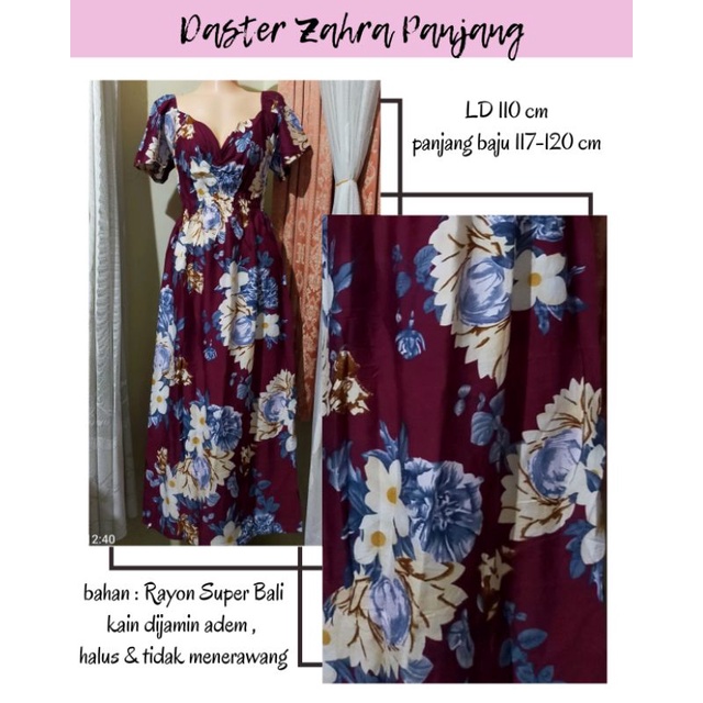 Daster Zahra panjang //Daster Zahra //Zahra panjang Rayon Bali //Daster Bali