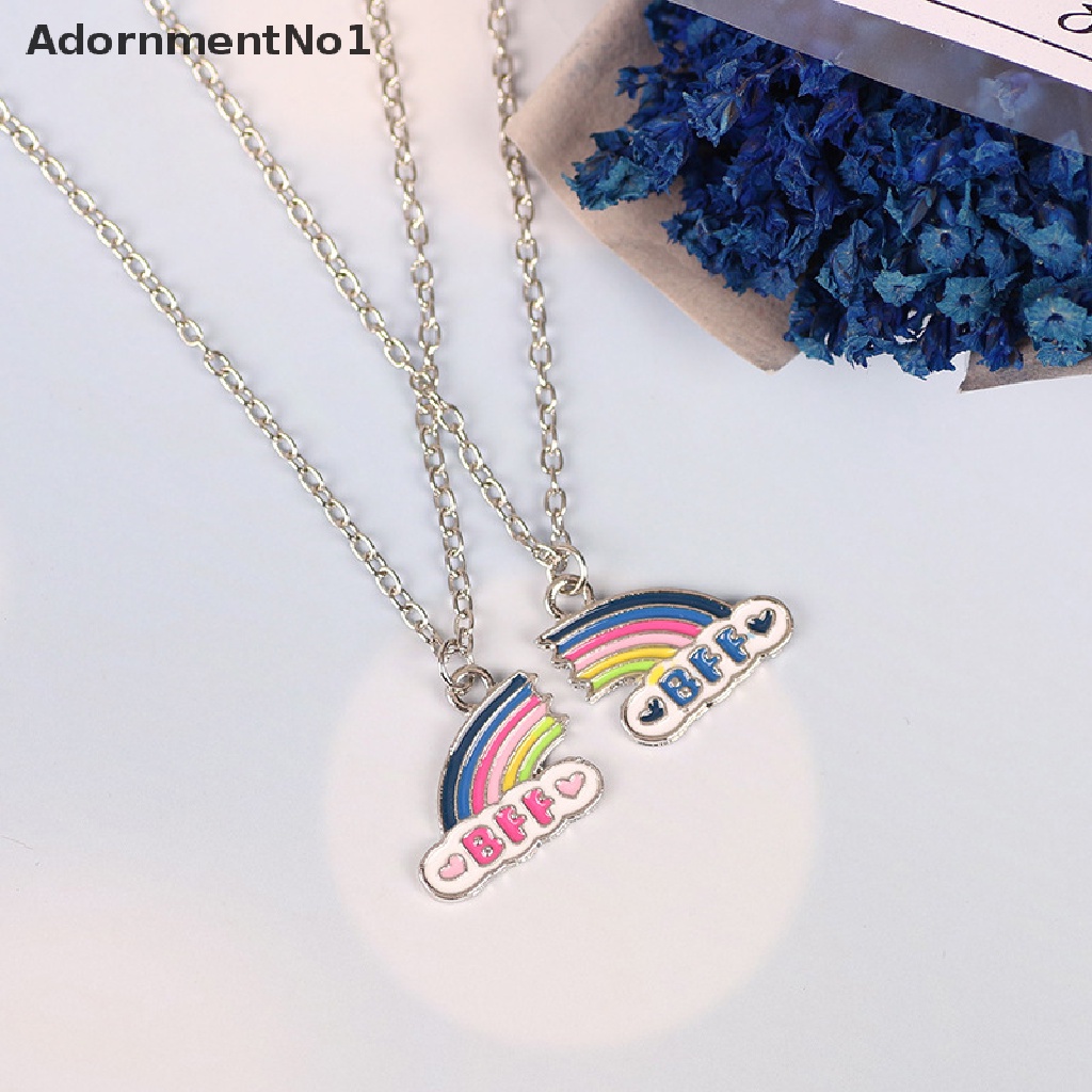 (AdornmentNo1) 2pcs / Set Kalung Rantai + Liontin Motif Tulisan Best Friends Untuk Pasangan / Pria / Wanita