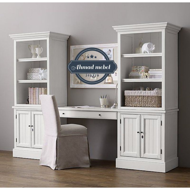 LEMARI HIAS MEJA BELAJAR MEWAH SET PLUS KURSI