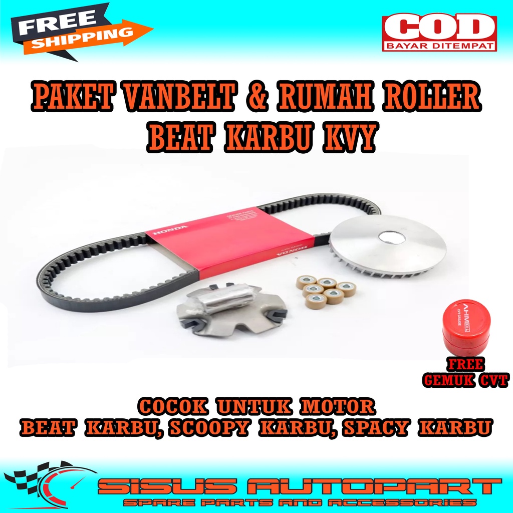 PAKET VBELT DAN RUMAH ROLLER BEAT KARBU SCOOPY KARBU SPACY KARBU / RUMAH ROLLER  ASSY DAN VANBELT BEAT KARBU KVY