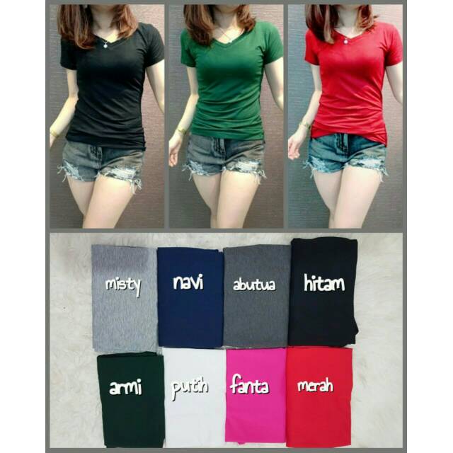 JC HS KAOS VNECK BASIC  / KAOS VNECK WANITA POLOS TERBARU