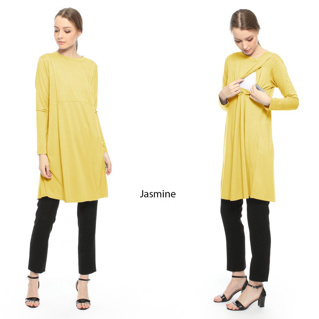 Baju Hamil dan Menyusui Jasmine JS113 Mustard Kaos Bumil Busui By Justmom | Shopee Indonesia