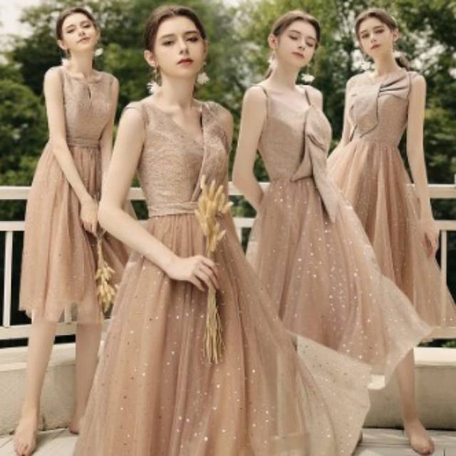 party dress / gaun  lady girl bridesmaid dress party dress  pilih salah satu saja rose gold