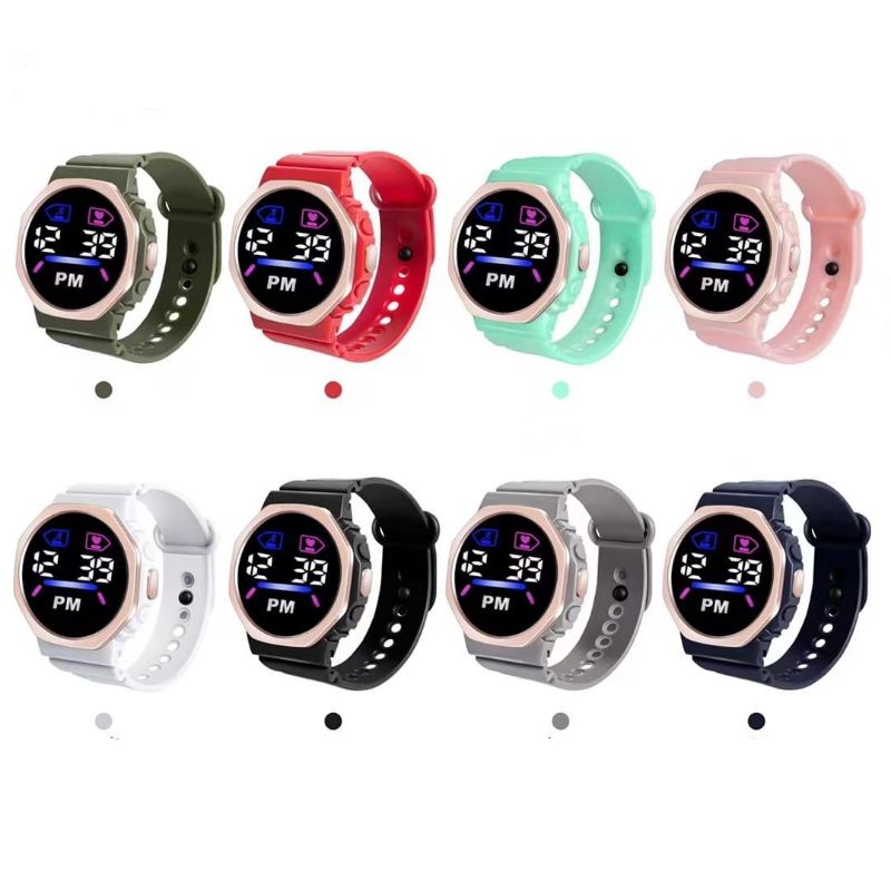 Jam tangan LED WATCH Digital wanita A9 octagon Colorfull