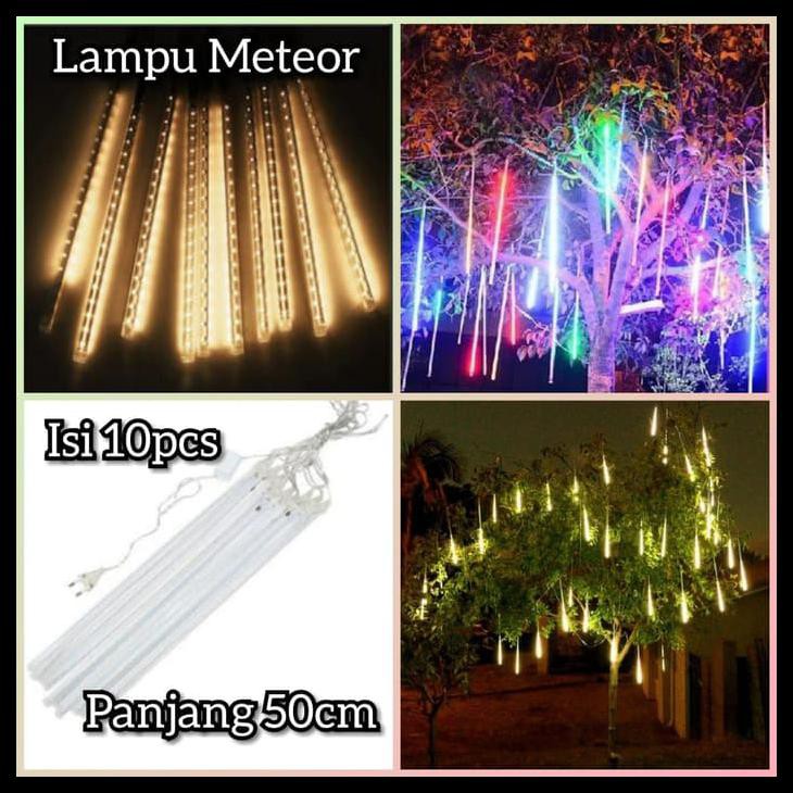 Lampu Meteor LED Isi 10pcs Bintang Jatuh Rain Snow Taman Hias Meteor