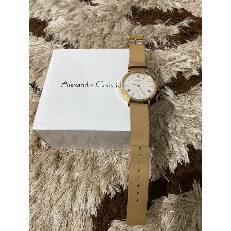 PL Jam tangan merk AC tali kulit warna gold