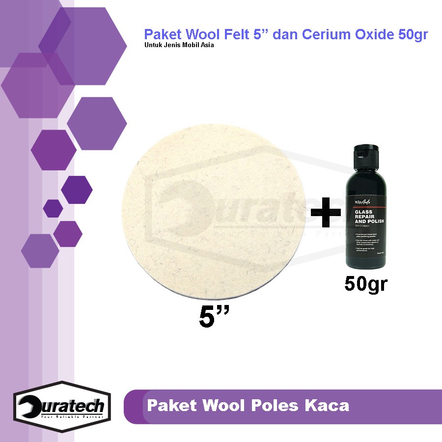 Wool busa poles kaca dan obat jamur baret / Paket perawatan kaca mobil wol felt 5"