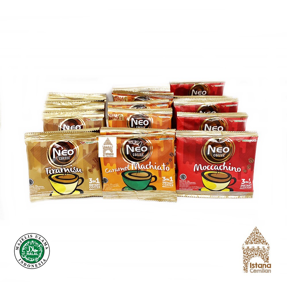 

Neo Coffee Kopi Instan 3in1 Caramel Machiato / Moccachino / Tiramisu (isi 10+5 pcs)