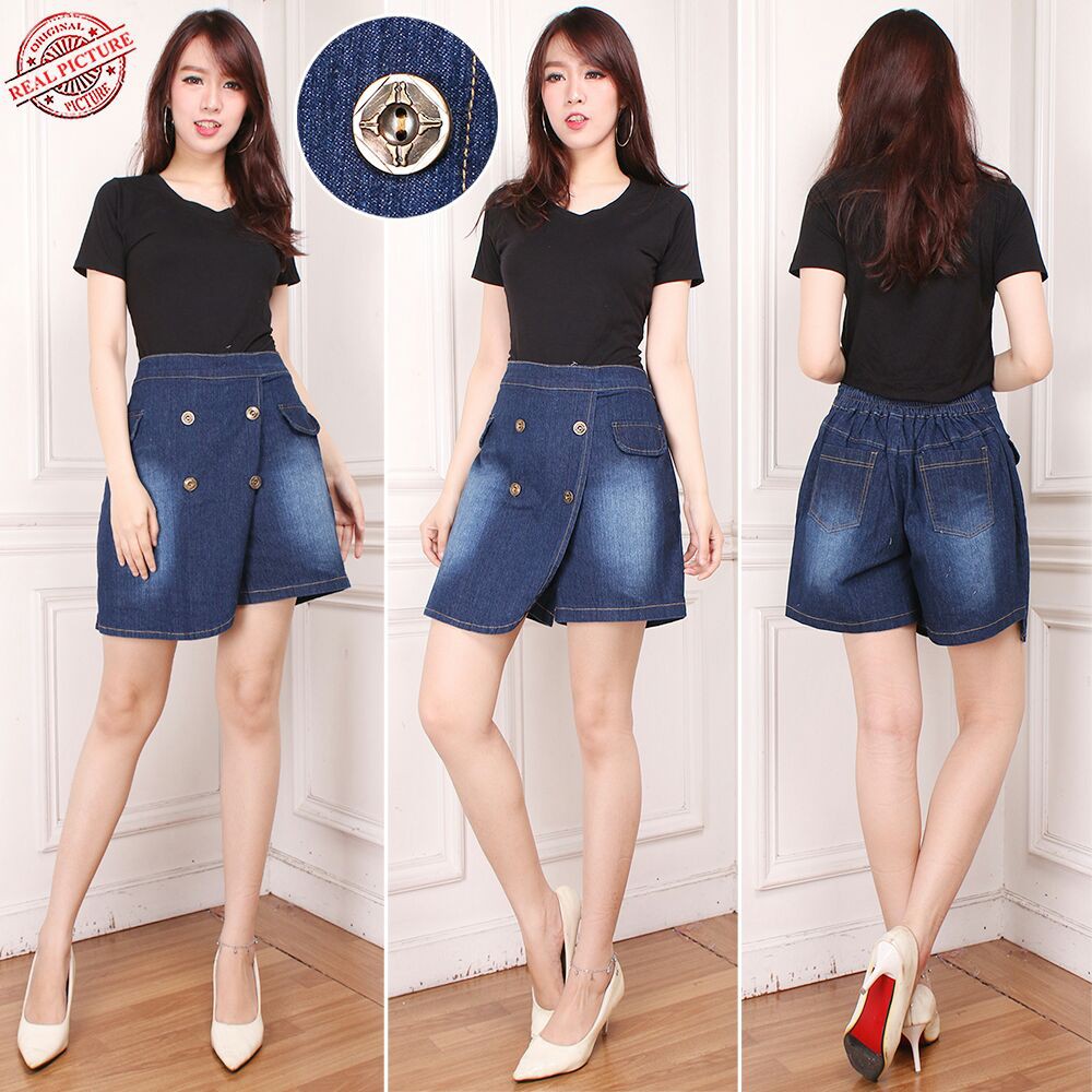 SB Collection Celana Pendek Kiana Rok Jeans Hotpants Jumbo Wanita