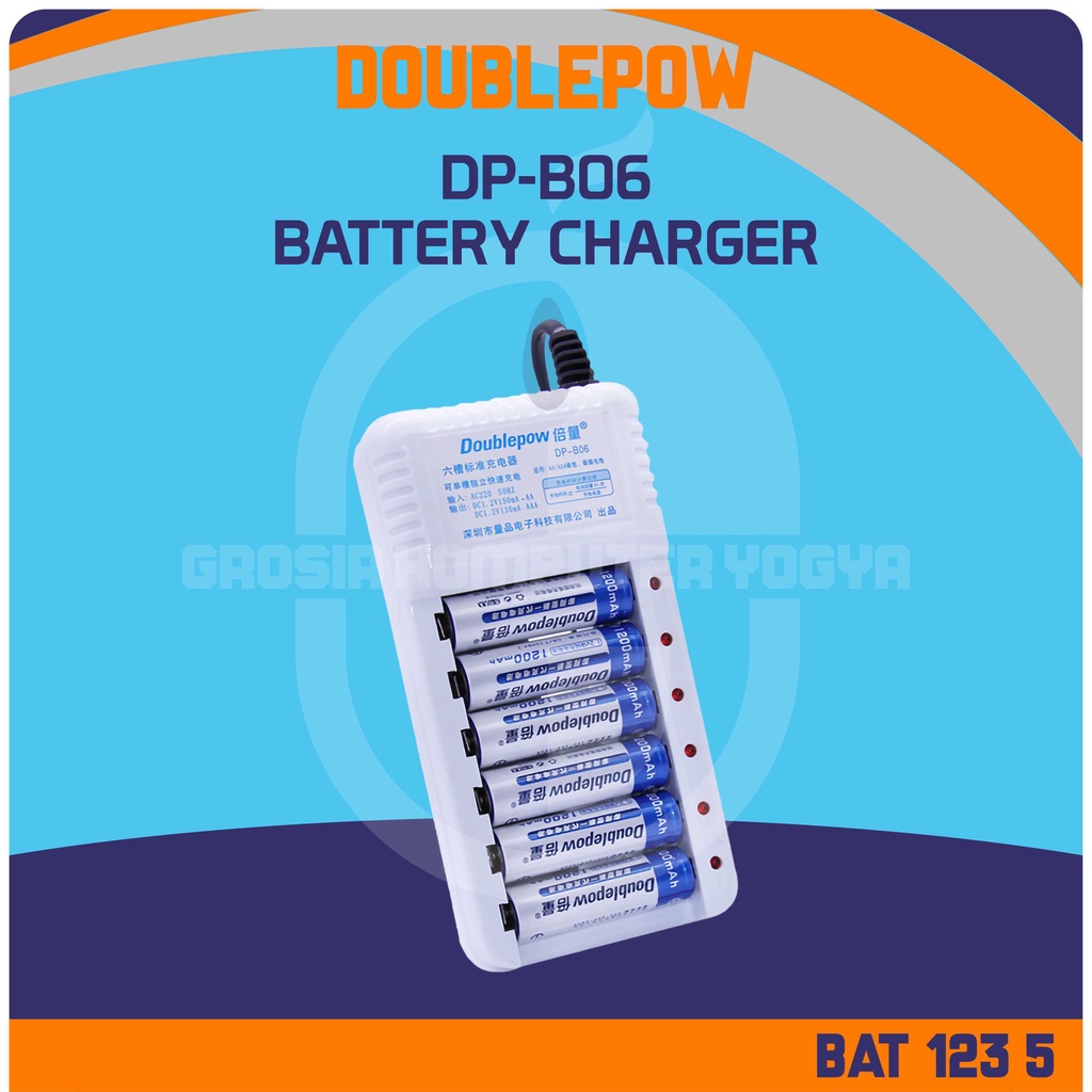 Doublepow DP-B06 6 Slot AA / AAA Battery Charger with Baterai AA