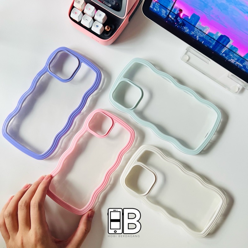 Wavy Bumper Curly Edge Casing Gelombang 2 in 1 Soft Case iPhone X XR XS 11 12 13 PRO MAX