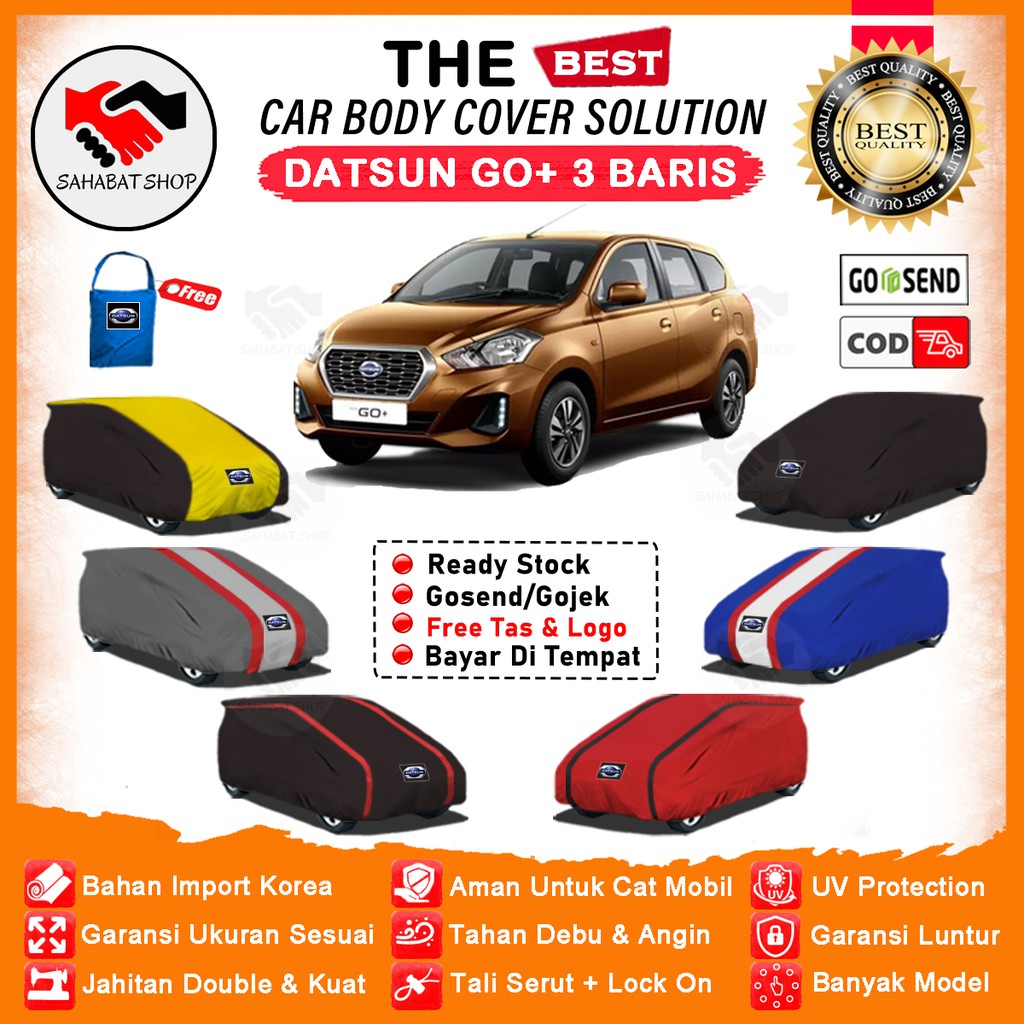 Sahabat Body Cover Mobil Datsun Go Plus 3 Baris / Selimut Penutup Datsun Go Long Outdoor / Selimut Mantel Tutup Penutup Mantol Jas Pelindung Kerudung Kerodong Kelambu Terpal Mobil Anti Air Waterproof Model Orange