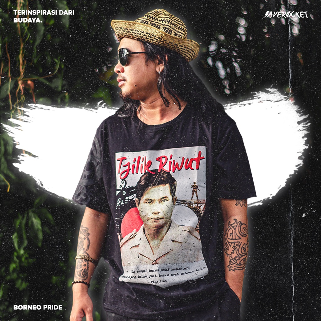 SAVEROCKET Kaos Dayak Kalimantan - Tjilik Riwut - Black