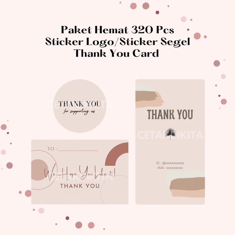 

PAKET HEMAT 320 PCS STICKER LOGO, STICKER KEMASAN, DAN THANK YOU CARD