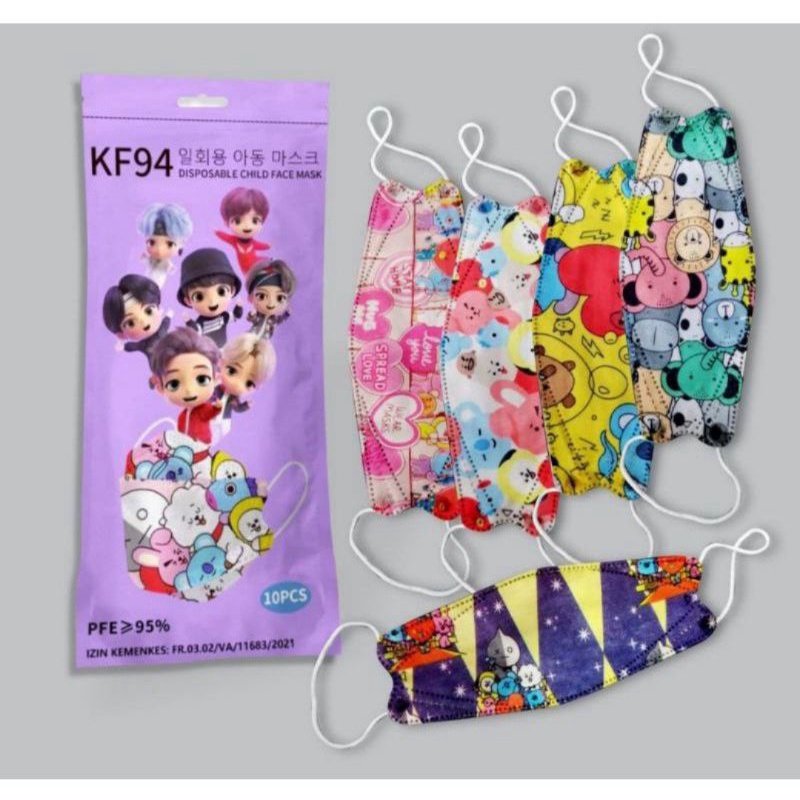 MASKER KF94 ANAK BTS ISI 10 PCS