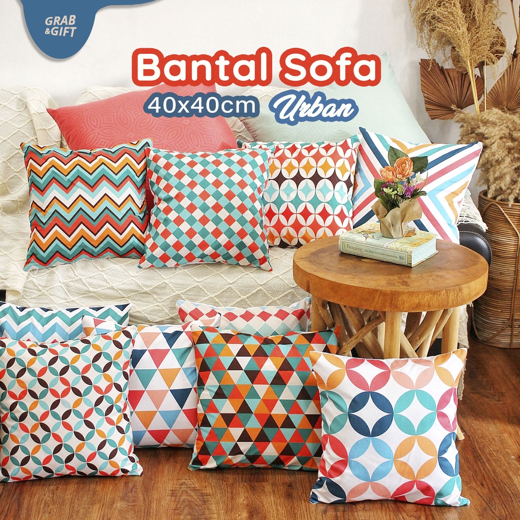 Bantal Sofa Print Motif Urban Deco Abstrak 40x40 cm Pillow Cushion