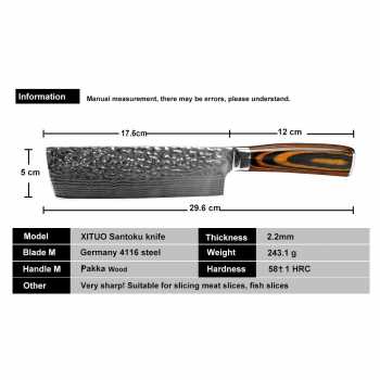 Pisau Daging Damascus Pisau Dapur Baja Chef Knife Santoku Cleaver 7 Inch