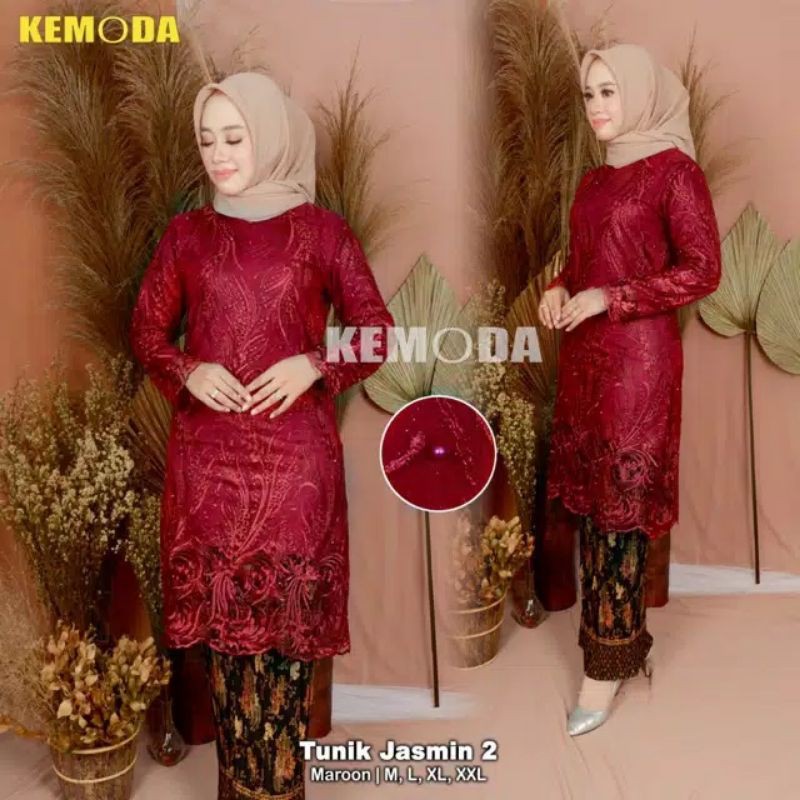 PRODUK ORIGINAL SETELAN KEBAYA TUNIK JASMIN/KEBAYA REAL PICT/KEBAYA MODERN/TULLE PREMIUM