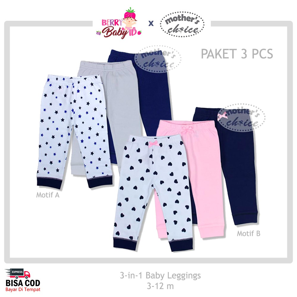 Mother's Choice SNI Paket 3 Buah Baby Legging Bayi MCH039 Berry Mart