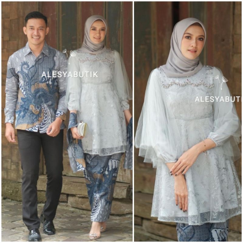 BATIK COUPLE MODERN KEBAYA TUNIK COUPLE BAJU KEBAYA LUNA TUNIK DRESS EXCLUSIVE PASANGAN KELUARGA LEB