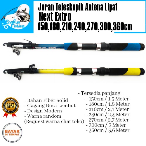 Joran Teleskopik Antena Lipat Extro/ miyabi 150cm-360cm Kuat &amp; Murah - Engkus Fishing