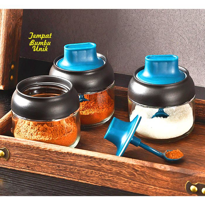 Tempat Bumbu Botol Dapur Unik sendok di tutup serbaguna