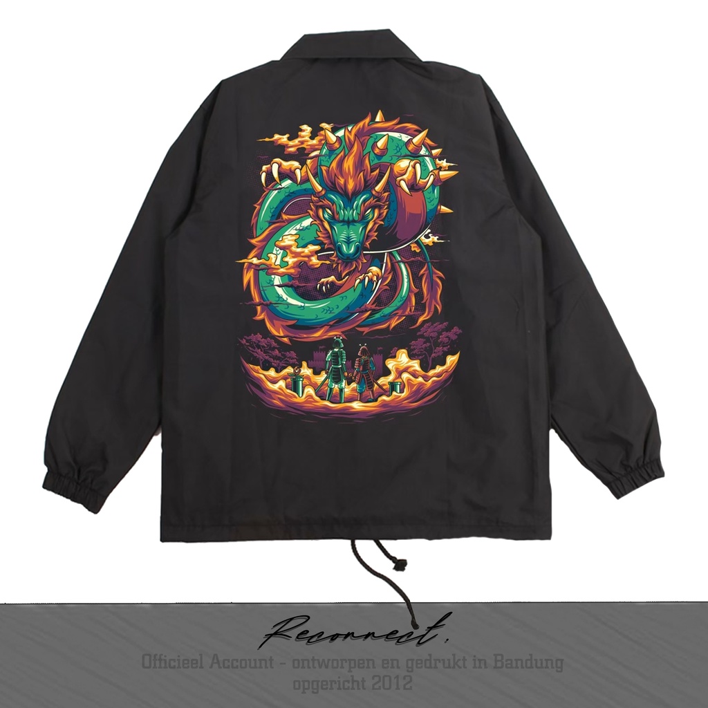 Reconnect Coach Jacket Rider Sunmori Motif Japan Samurai Vs Dragon - Unisex