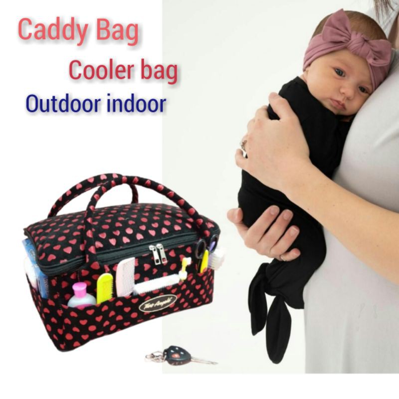 Caddy Bag   Baby Organizer  Bag free ice gel  outdoor CFT01 -  indoor Cooler Bag TWO ANGELS / ORGANIZER BABY BAG sy1 + 1 pcs gel 200 gr + pouch kosmetik / DIAPERS BAG MULTIFUNGSI  / TAS PERLENGKAPAN BAYI BABY / TAS BABY