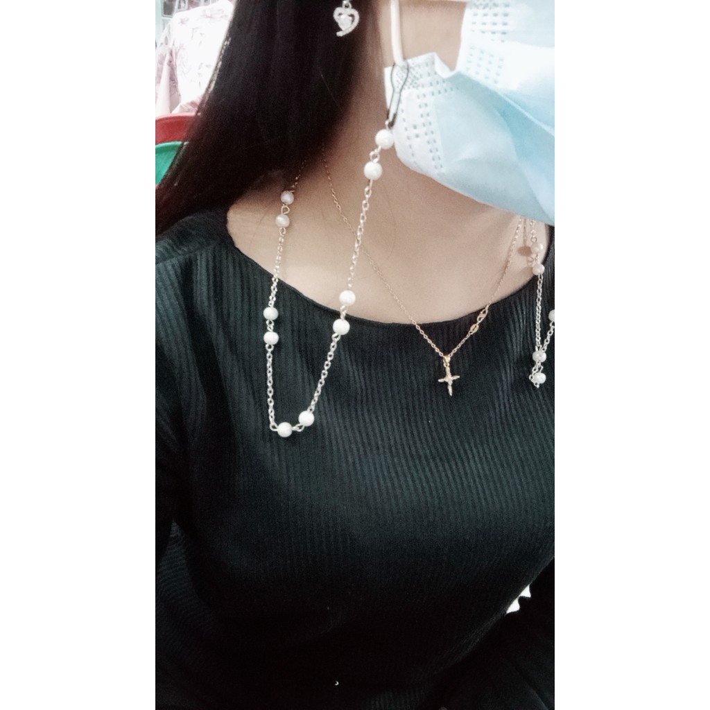 Strap Masker Mutiara Kalung Masker Rantai  Masker Chain Manik Rantai Gantungan Masker Tali Masker