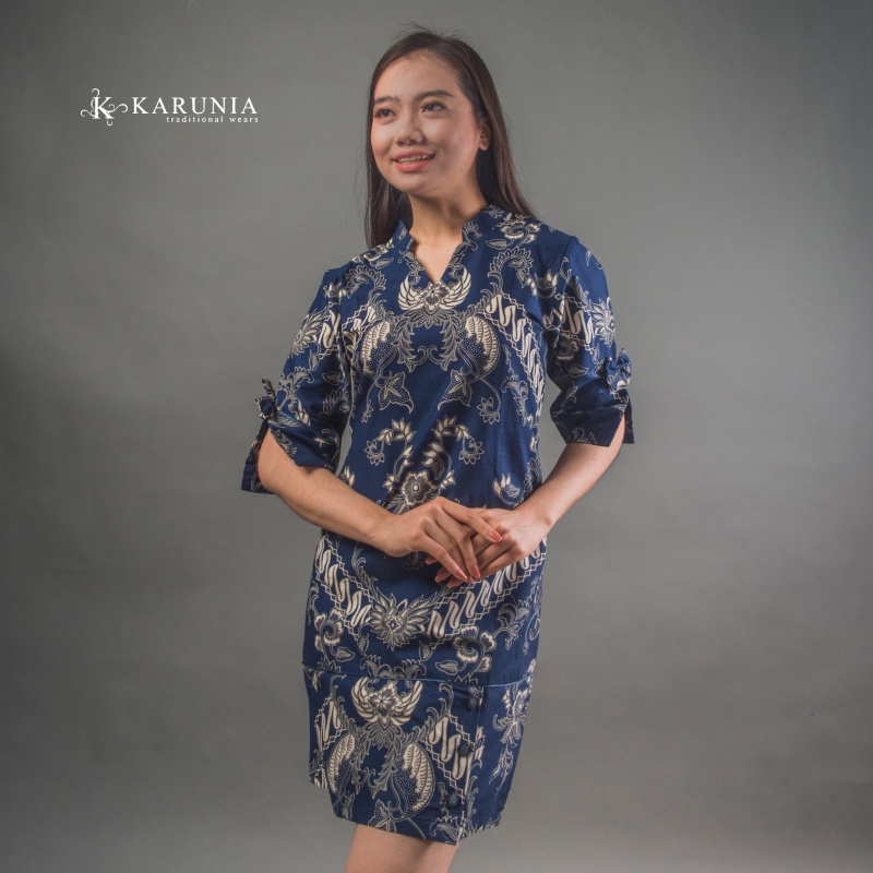 Karunia  Dres wanita batik AMARA BIRU  Navy S - XL