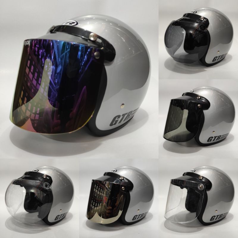 Helm Retro GTR Silver Gloss