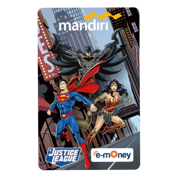 Mandiri eMONEY Justice League - WONDER WOMAN, SUPERMAN, and BATMAN ORI /Like eTOLL Tapcash Flazz or Brizzi