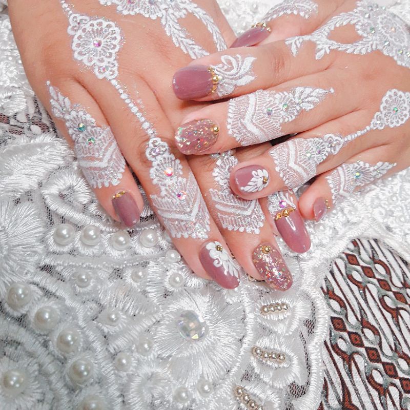 Kuku Palsu Wedding | Wedding nail art | kuku palsu ungu
