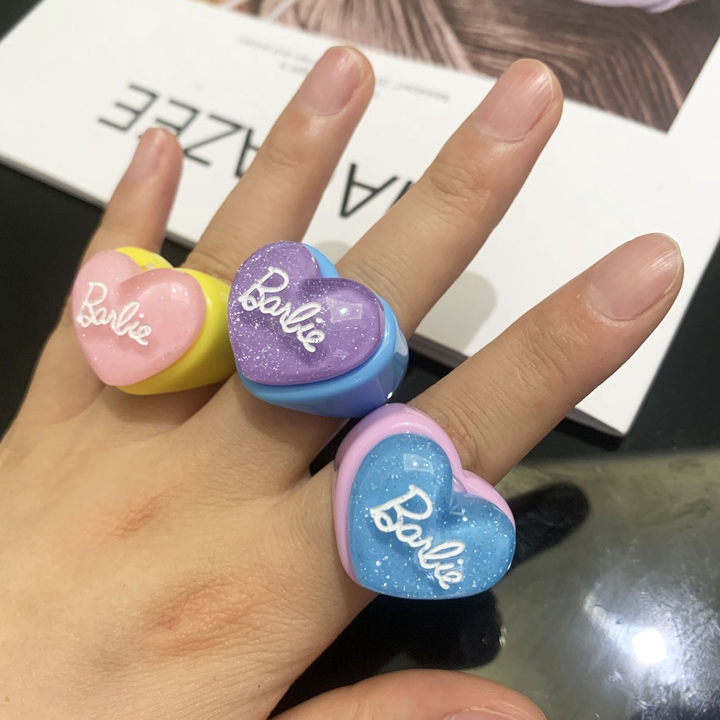 MXBEAUTY Geometric Resin Ring Trendy Fashion Jewelry Finger Rings Letter Heart Cute Korean Cartoon Girls Acrylic