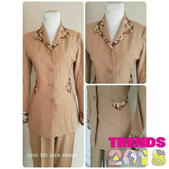 Hot Baju Blazer Pemda Kombinasi Motif Batik Code  Modern Cantik Keren Wanita Pns Gurukantor Shopee Indonesia