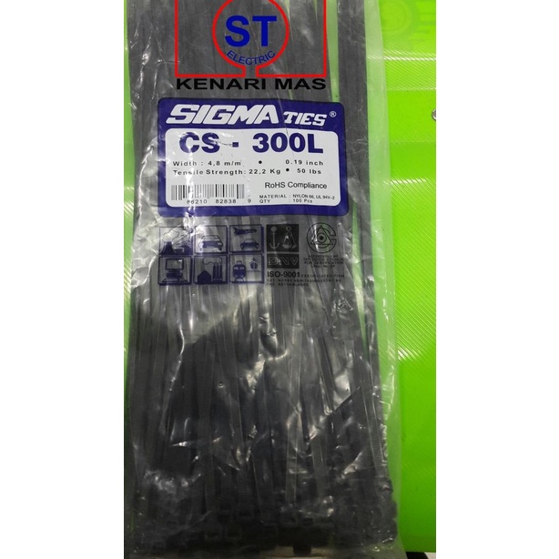 

♙ Kabel Ties / Kabel Tis / Cable Tie CS 300 L HITAM 30 cm SIGMA ❇
