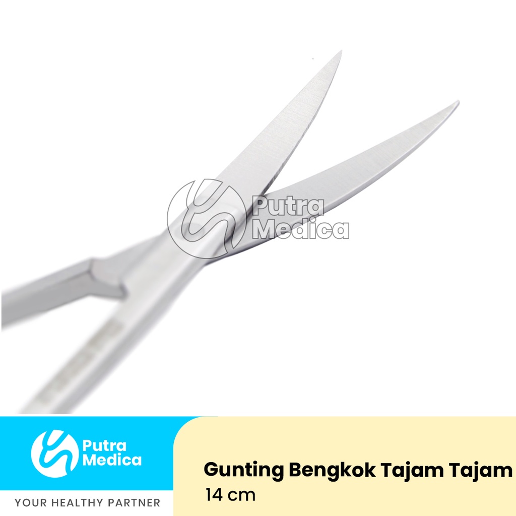 Sakamaed Gunting Jaringan Bedah Operasi Medis Bengkok Tajam Tajam 14cm / Surgical Scissor Stainless Steel