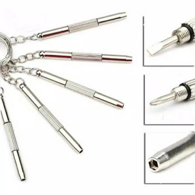 GANTUNGAN KUNCI OBENG PLUS MINUS MINI SCREWDRIVER KEYCHAIN EDC 4IN1 PORTABLE TOOL |6004